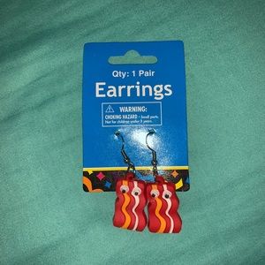 SOLD bacon dangly earrings